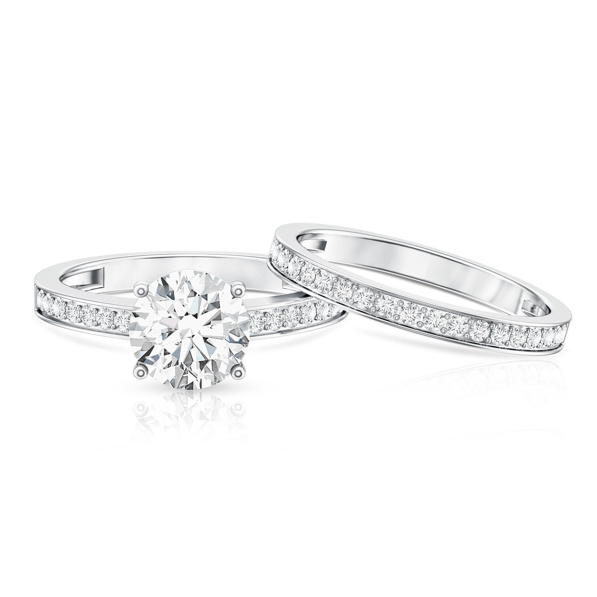 Rosec Jewels-IGI Certified 2 Carat Lab Grown Diamond Engagement Ring with Wedding Band