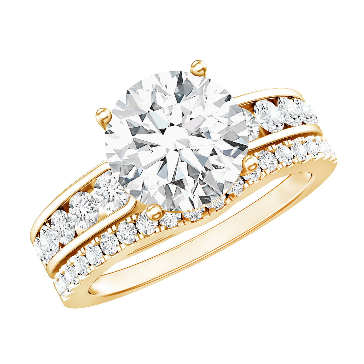 Rosec Jewels-IGI Authenticated Lab Grown 3 Carat Diamond Engagement Ring with Wedding Band
