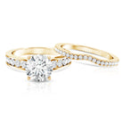 Rosec Jewels-IGI Authenticated Lab Grown 3 Carat Diamond Engagement Ring with Wedding Band