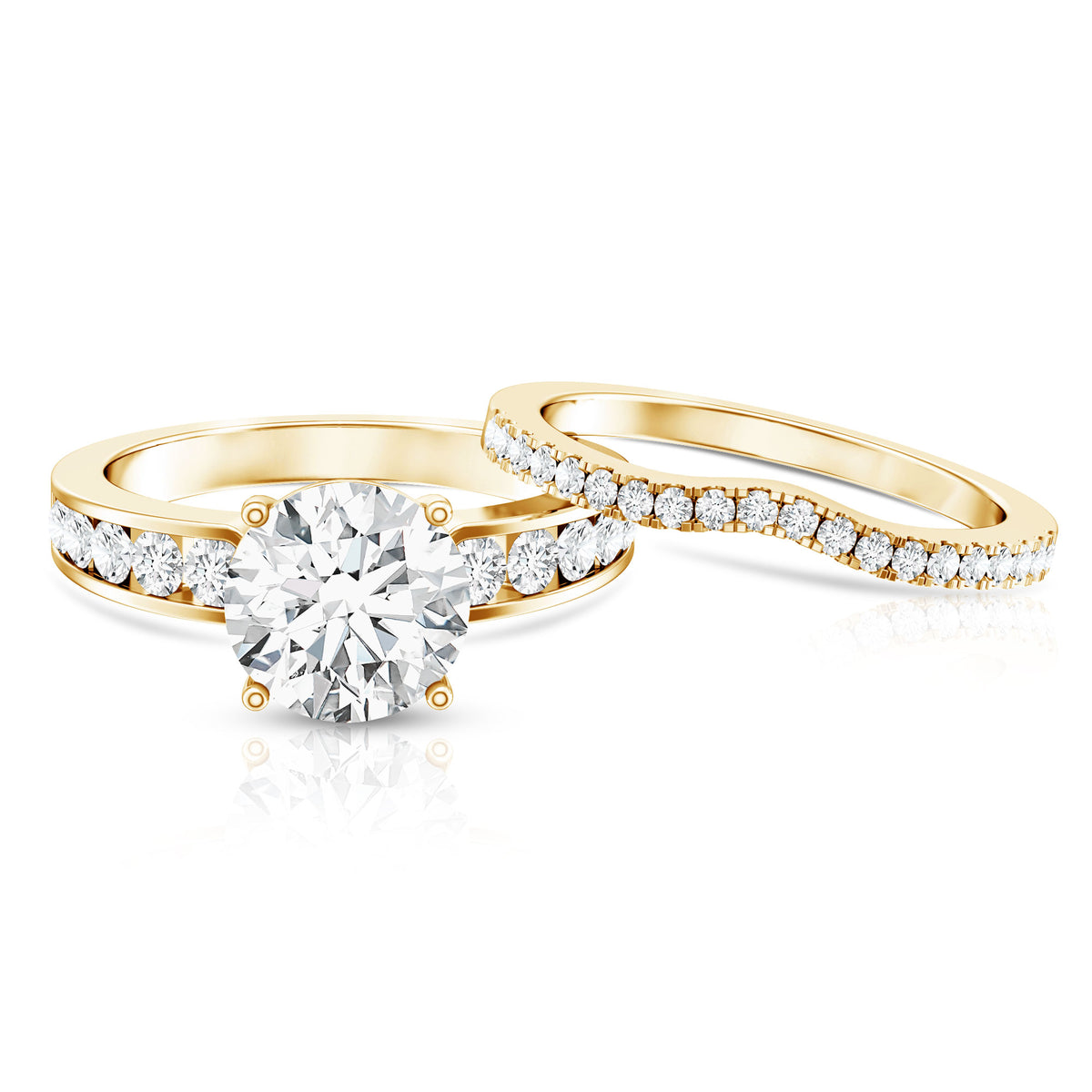 Rosec Jewels-IGI Authenticated Lab Grown 3 Carat Diamond Engagement Ring with Wedding Band