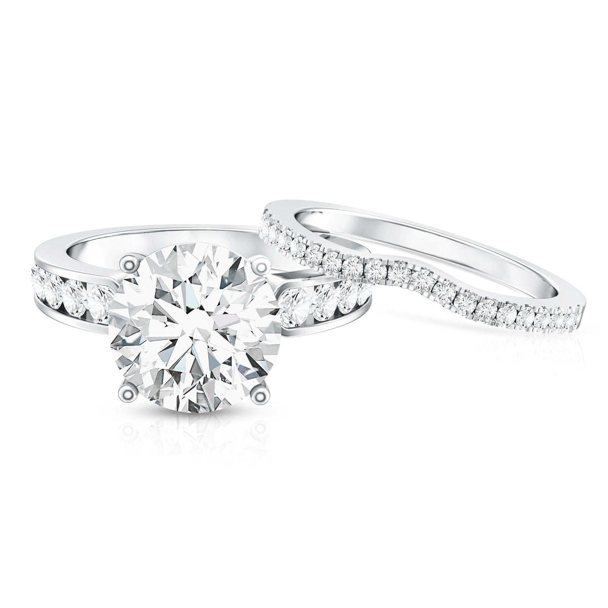 5 Carat IGI Certified Lab Grown Diamond Engagement Ring with Wedding Band Lab - ( E-VS1 ) - Rosec Jewels
