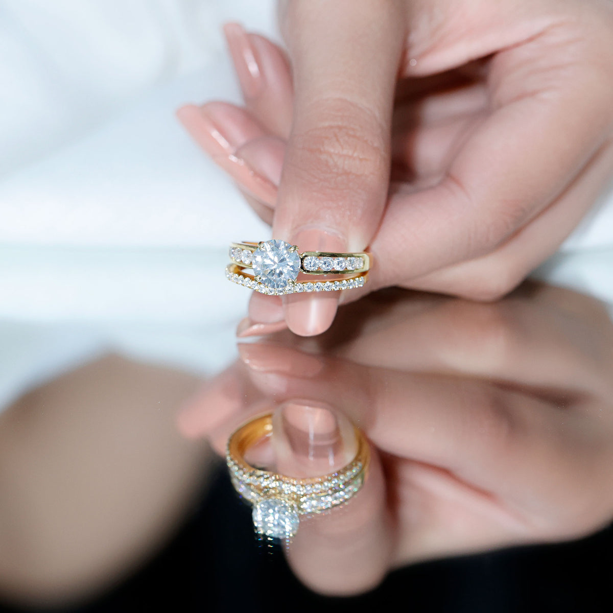 2 Carat Lab Grown Diamond Wedding Engagement Ring Set IGI Certified Lab - ( E-VS1 ) - Rosec Jewels