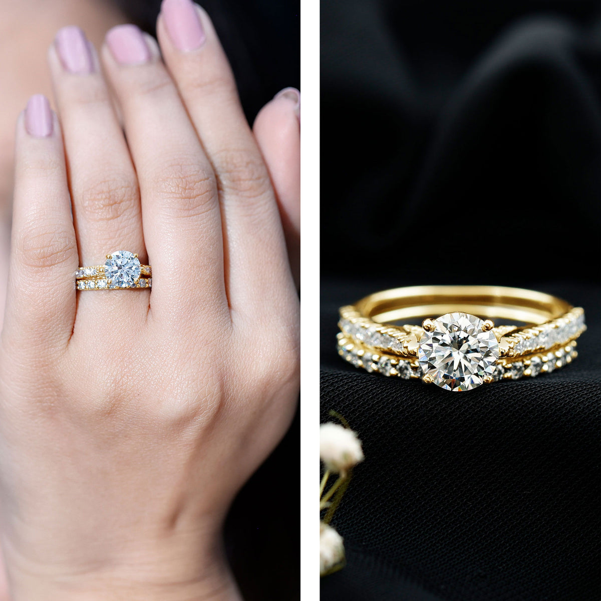2 Carat Lab Grown Diamond Wedding Ring Set with IGI Certificate Lab - ( E-VS1 ) - Rosec Jewels