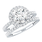Lab Grown 2 Carat Diamond Halo Bridal Ring Set with IGI Certificate Lab - ( E-VS1 ) - Rosec Jewels