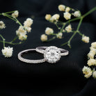 Lab Grown 2 Carat Diamond Halo Bridal Ring Set with IGI Certificate Lab - ( E-VS1 ) - Rosec Jewels
