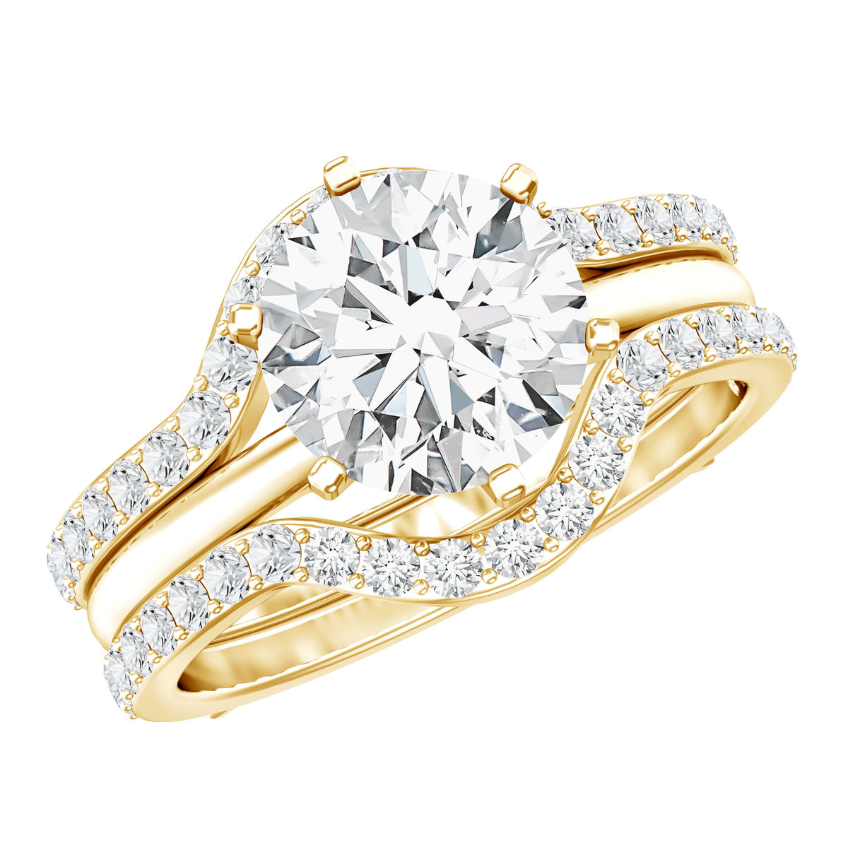 IGI Verified 2 Carat Lab Grown Diamond Solitaire Engagement Ring with Ring Guard Lab - ( E-VS1 ) - Rosec Jewels
