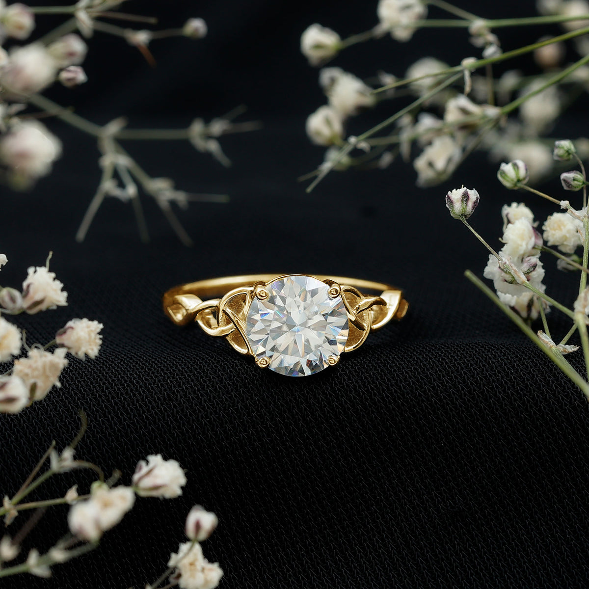 Solitaire 2 Carat Lab Grown Diamond Celtic Engagement Ring with IGI Certificate Lab - ( E-VS1 ) - Rosec Jewels