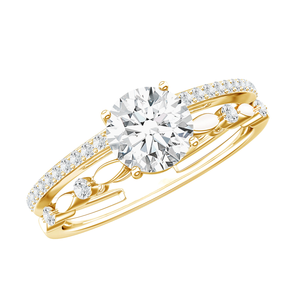 1 Carat IGI Verified Lab Grown Diamond Double Band Engagement Ring Lab - ( E-VS1 ) - Rosec Jewels