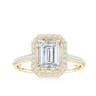 Rosec Jewels-Lab Grown 2 Carat Diamond Emerald Cut Halo Engagement Ring with IGI Certificate