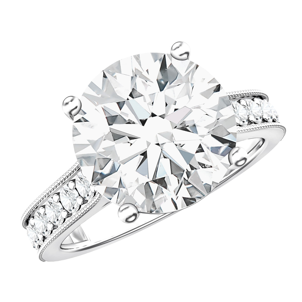 Rosec Jewels-5 Carat Lab Grown Diamond Cathedral Engagement Ring with IGI Certificate