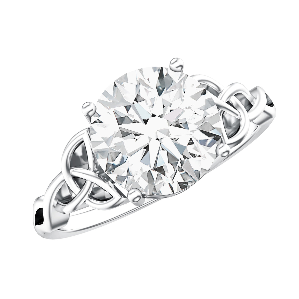 IGI Verified 3 Carat Round Cut Lab Grown Diamond Celtic Engagement Ring Lab - ( E-VS1 ) - Rosec Jewels