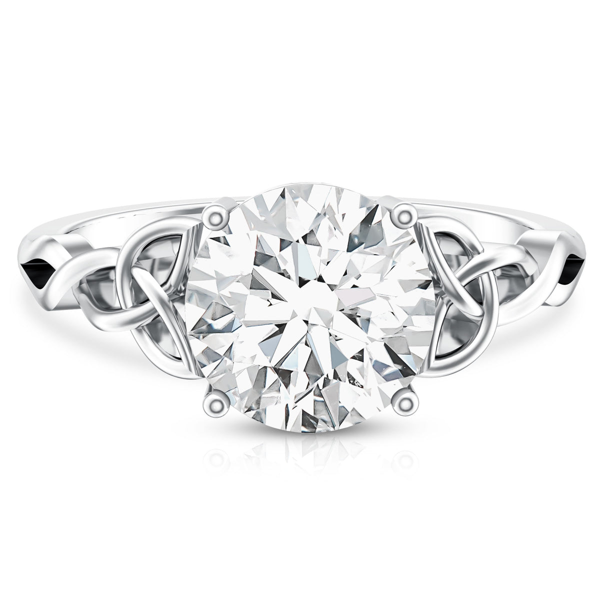 IGI Verified 3 Carat Round Cut Lab Grown Diamond Celtic Engagement Ring Lab - ( E-VS1 ) - Rosec Jewels