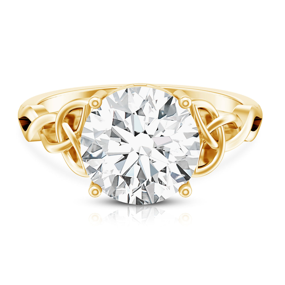 4 Carat Solitaire Lab Grown Diamond Celtic Knot Engagement Ring with IGI Certificate Lab - ( E-VS1 ) - Rosec Jewels
