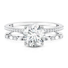 2 Carat Round Lab Grown Diamond Double Band Engagement Ring IGI Certified Lab - ( E-VS1 ) - Rosec Jewels