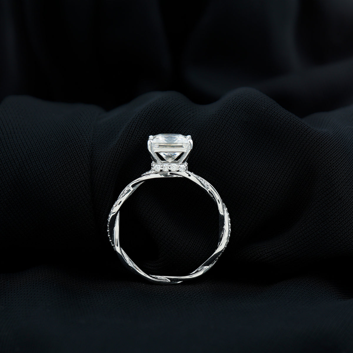 IGI Documented 4 Carat Princess Cut Lab Diamond Crossover Engagement Ring Lab - ( E-VS1 ) - Rosec Jewels