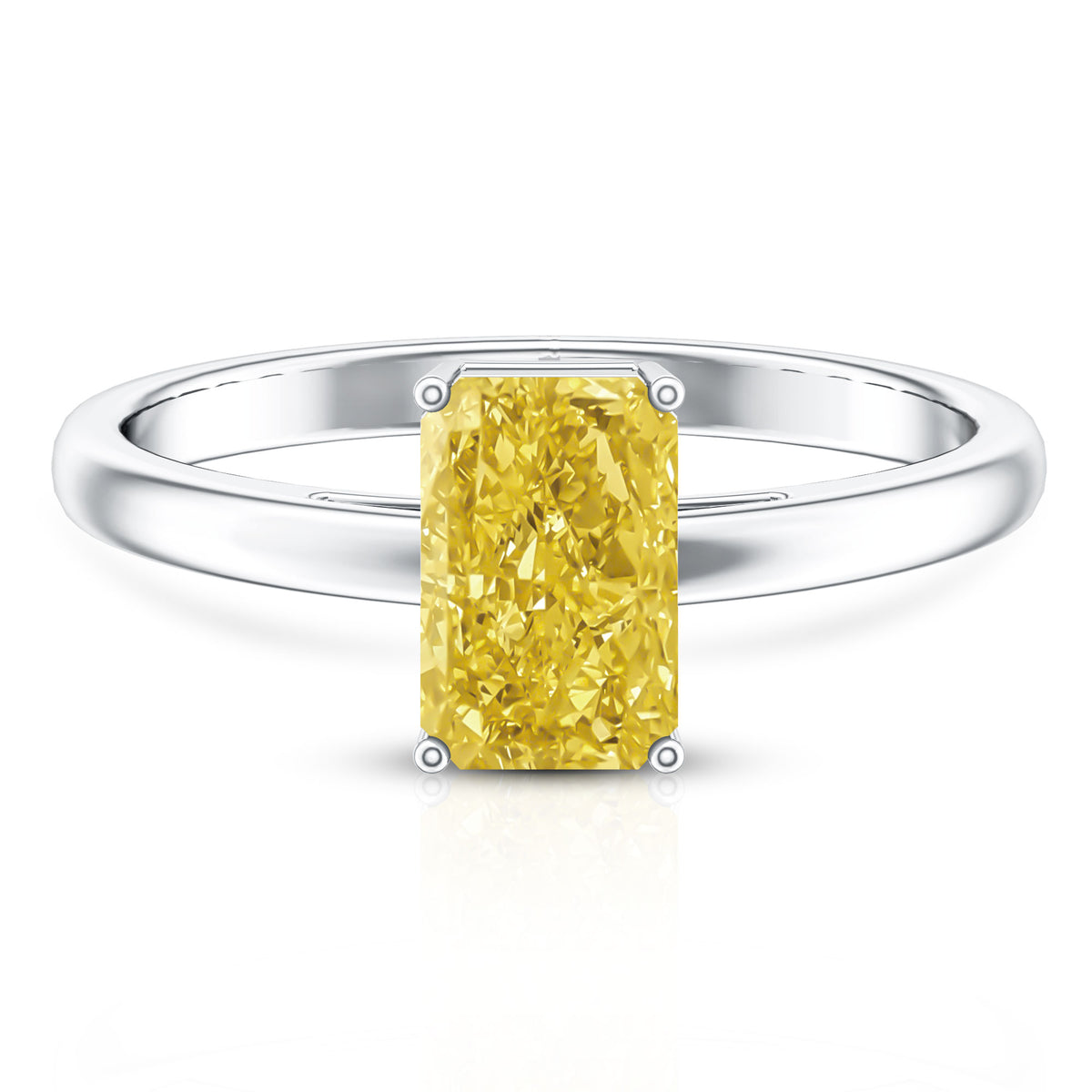 Rosec Jewels-2 Carat Radiant Cut Lab Yellow Diamond Solitaire Engagement Ring IGI Certified