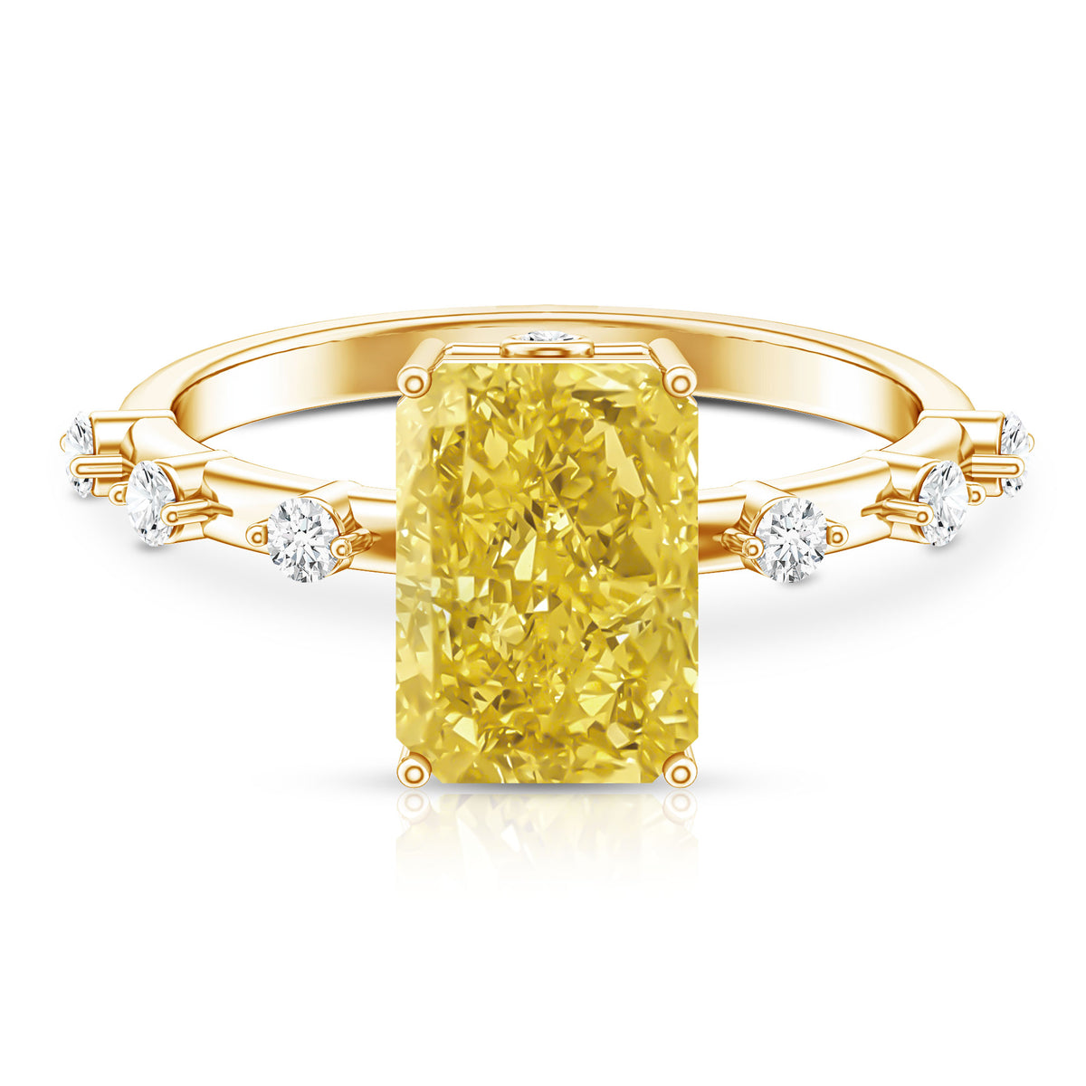 Rosec Jewels-IGI Certified 3 Carat Lab Grown Vivid Yellow Diamond Engagement Ring