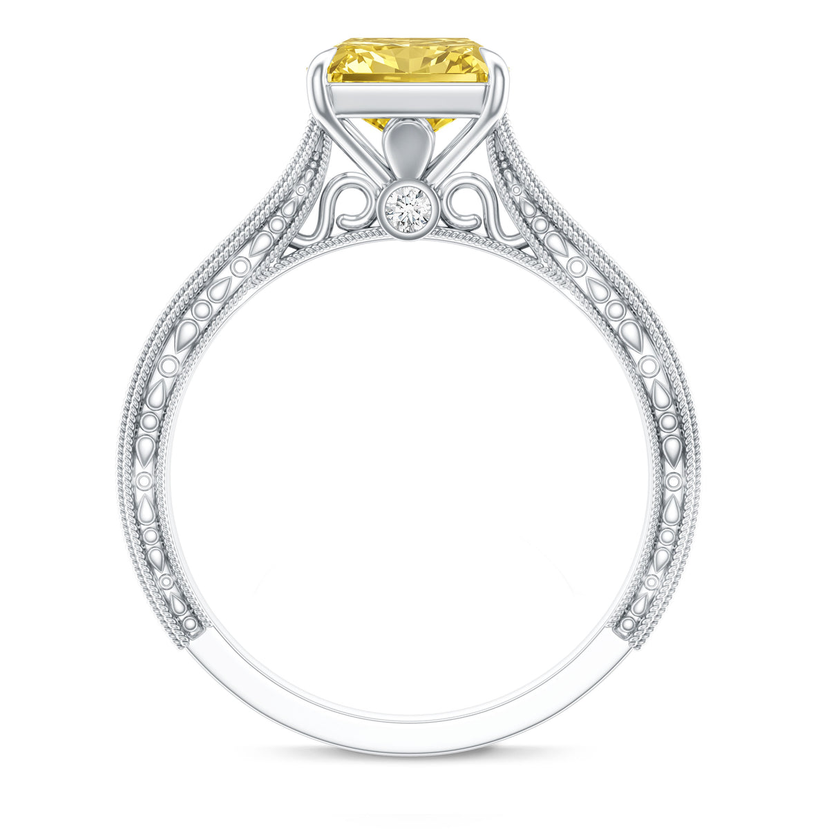 Rosec Jewels-IGI Certified 3 Carat Lab Grown Yellow Diamond Vintage Engagement Ring for Her
