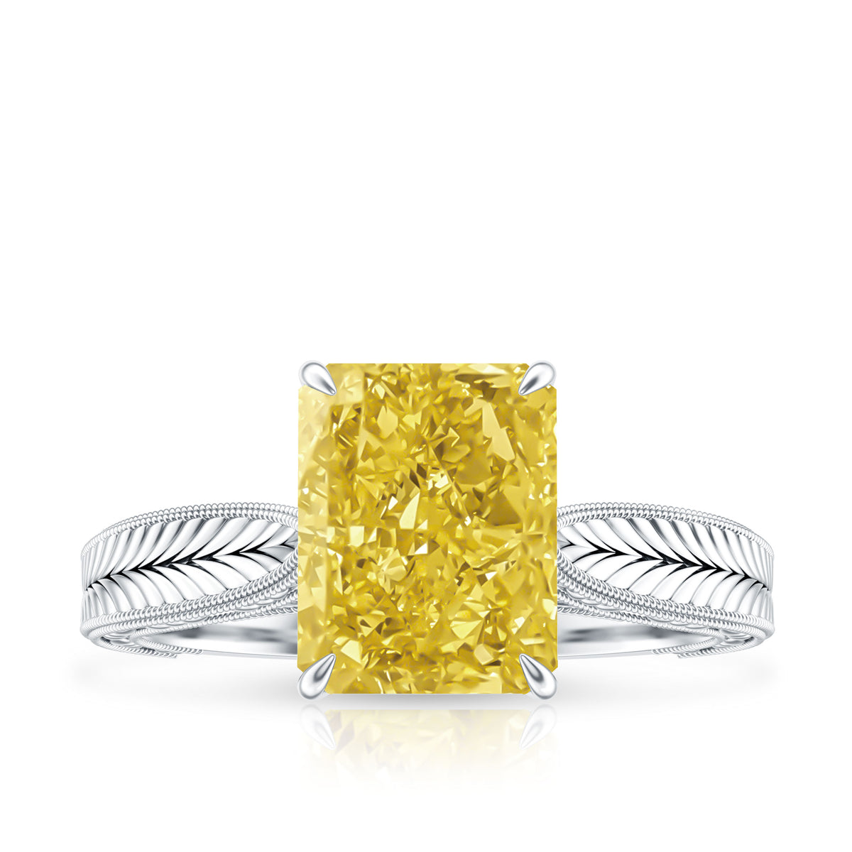 Rosec Jewels-IGI Certified 3 Carat Lab Grown Yellow Diamond Vintage Engagement Ring for Her