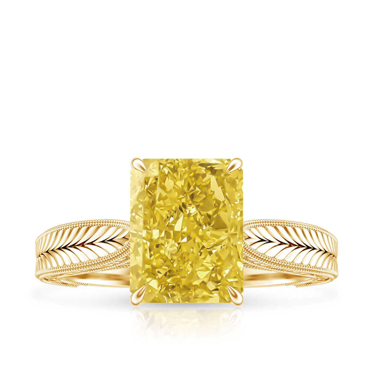 Rosec Jewels-IGI Certified 3 Carat Lab Grown Yellow Diamond Vintage Engagement Ring for Her