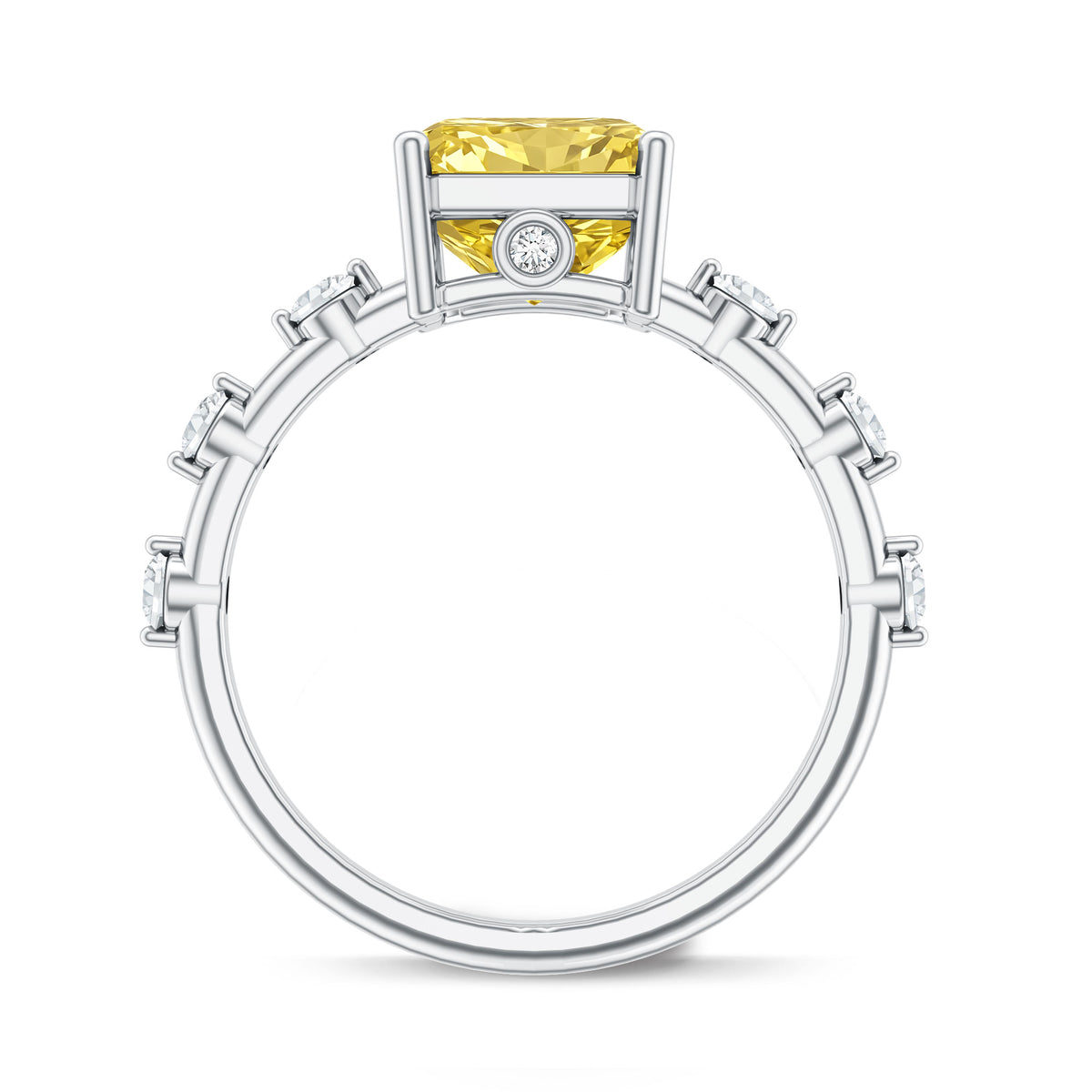 Rosec Jewels-Radiant Cut Lab Grown Yellow Diamond 4 Carat Engagement Ring IGI Certified