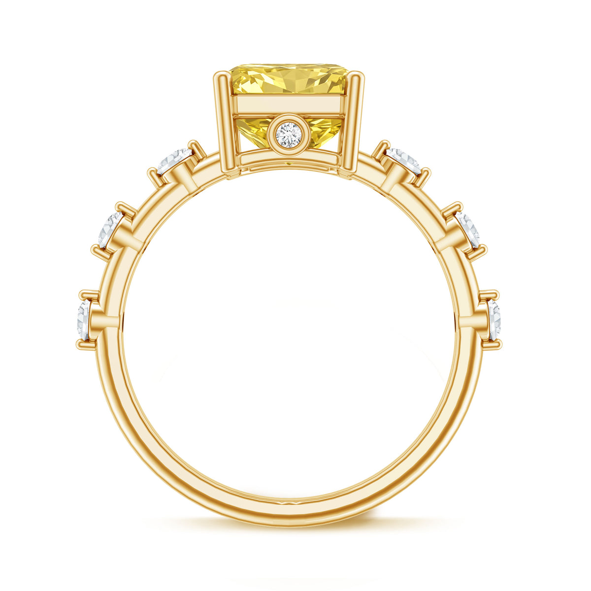 Rosec Jewels-Radiant Cut Lab Grown Yellow Diamond 4 Carat Engagement Ring IGI Certified