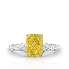 Rosec Jewels-IGI Graded 2 Carat Lab Grown Yellow and White Diamond Radiant Cut Engagement Ring