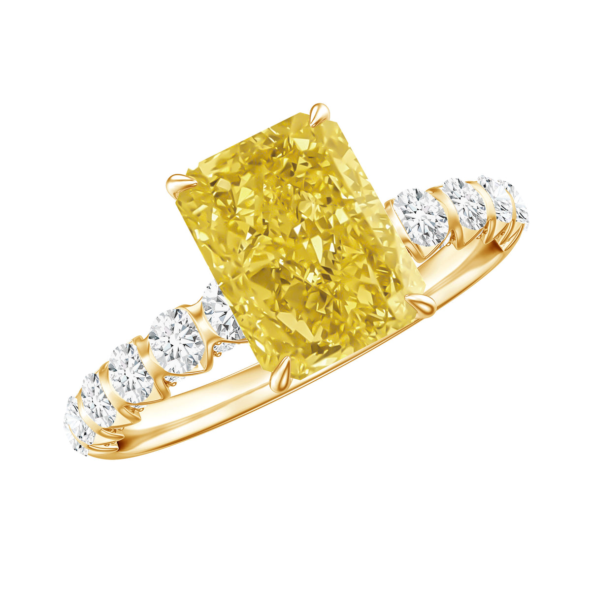 Rosec Jewels-IGI Graded 2 Carat Lab Grown Yellow and White Diamond Radiant Cut Engagement Ring