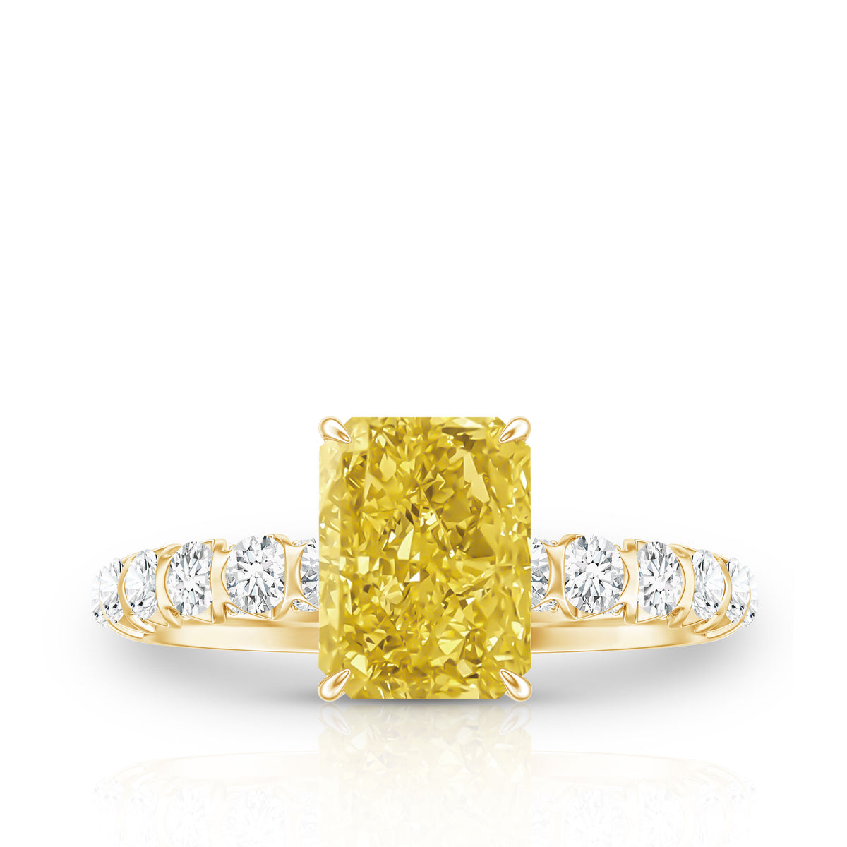 Rosec Jewels-IGI Graded 2 Carat Lab Grown Yellow and White Diamond Radiant Cut Engagement Ring