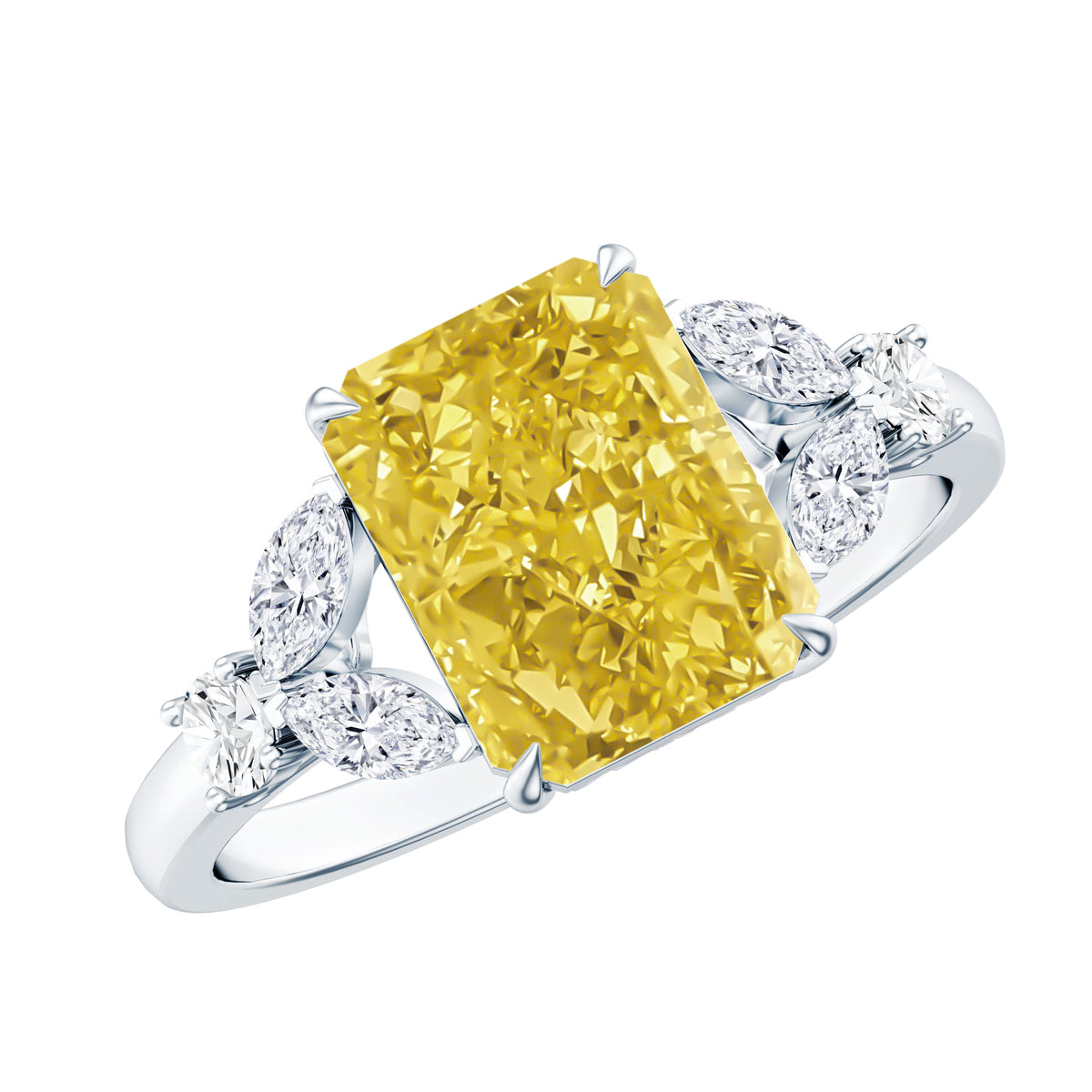 Rosec Jewels-Radiant Cut 2 Carat Lab Grown Yellow Diamond Engagement Ring with IGI Certificate