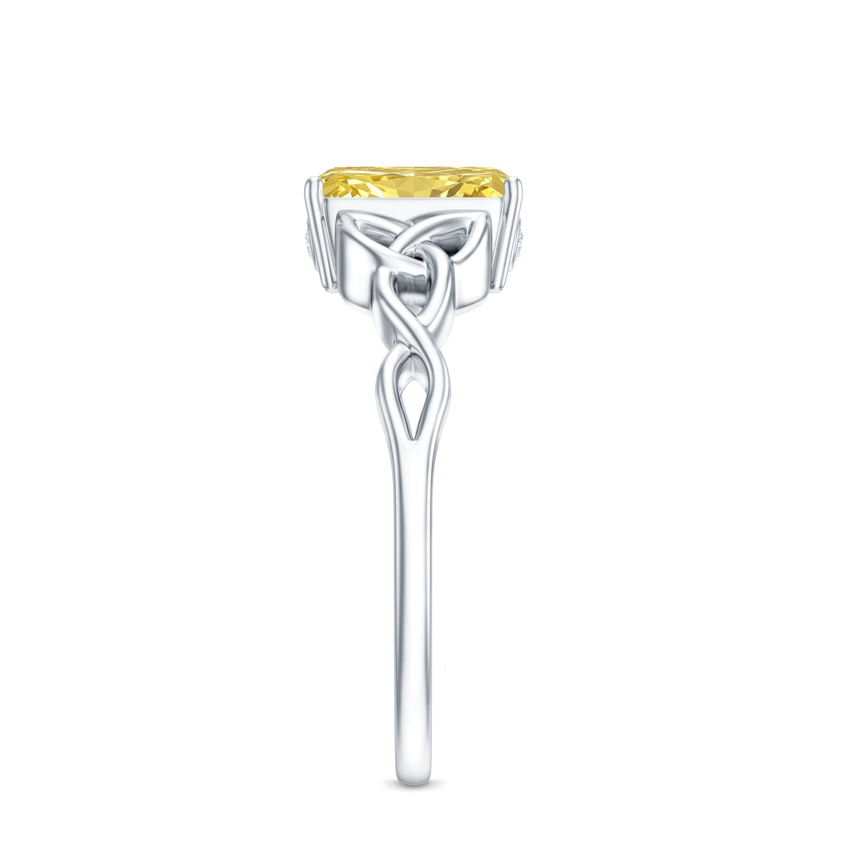 Rosec Jewels-IGI Verified Celtic Engagement Ring with 2 Carat Radiant Cut Lab Yellow Diamond
