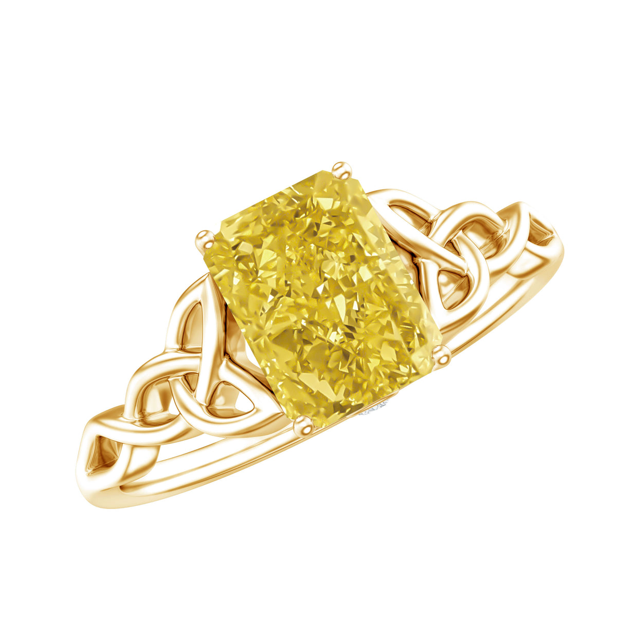 Rosec Jewels-IGI Verified Celtic Engagement Ring with 2 Carat Radiant Cut Lab Yellow Diamond