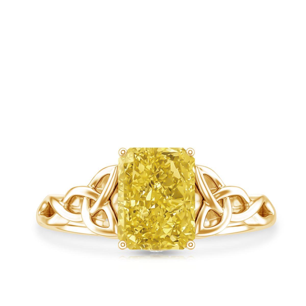 Rosec Jewels-IGI Verified Celtic Engagement Ring with 2 Carat Radiant Cut Lab Yellow Diamond