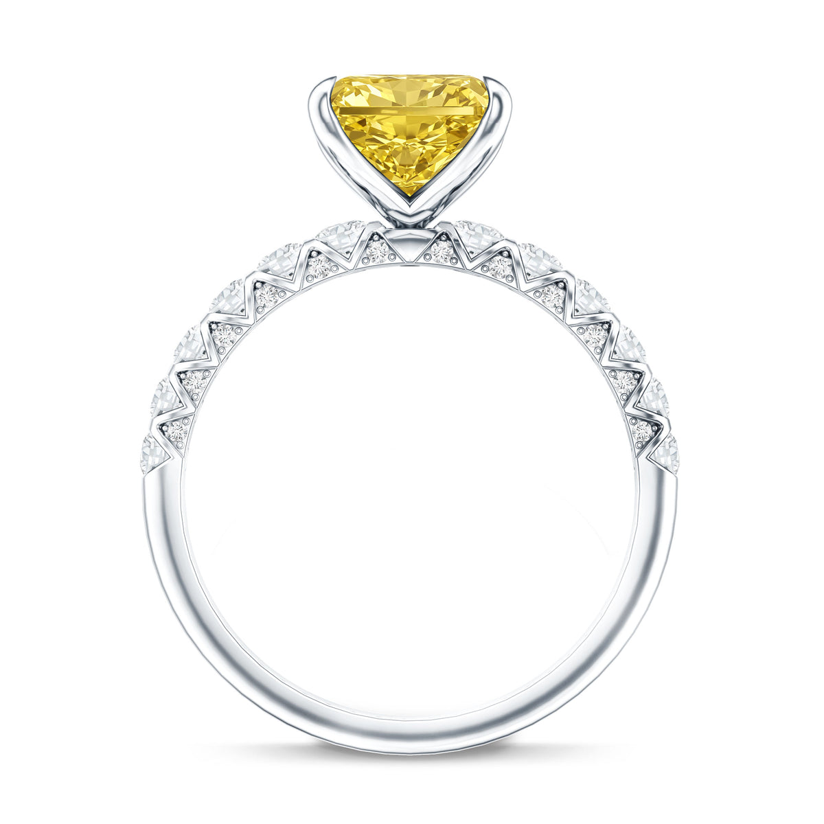 Rosec Jewels-3 Carat Radiant Cut Lab Yellow Diamond Statement Engagement Ring IGI Certified