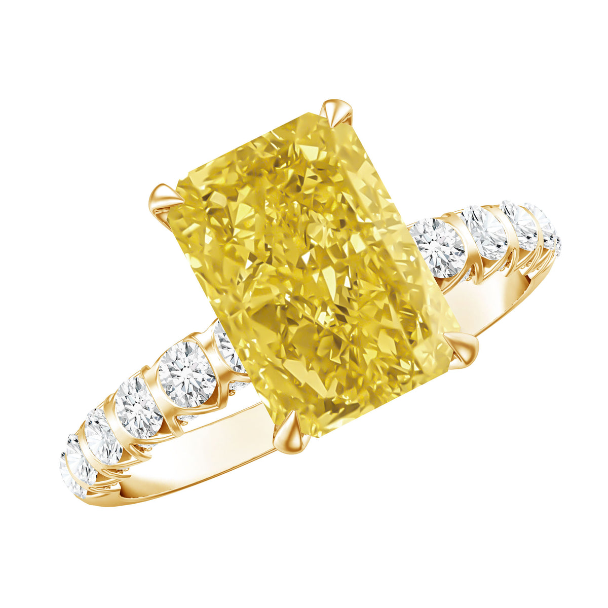 Rosec Jewels-3 Carat Radiant Cut Lab Yellow Diamond Statement Engagement Ring IGI Certified