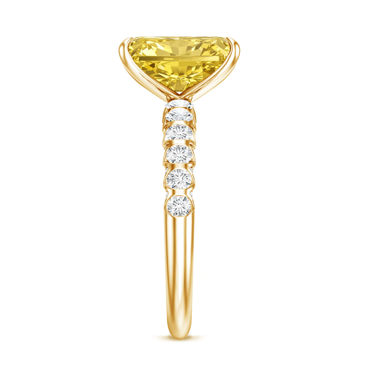 Rosec Jewels-3 Carat Radiant Cut Lab Yellow Diamond Statement Engagement Ring IGI Certified