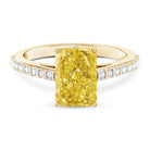 Rosec Jewels-IGI Documented 3 Carat Lab Yellow Diamond Radiant Cut Engagement Ring with Hidden Halo