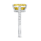 Rosec Jewels-Hidden Halo Radiant Cut Engagement Ring with IGI Verified 4 Carat Lab Yellow Diamond