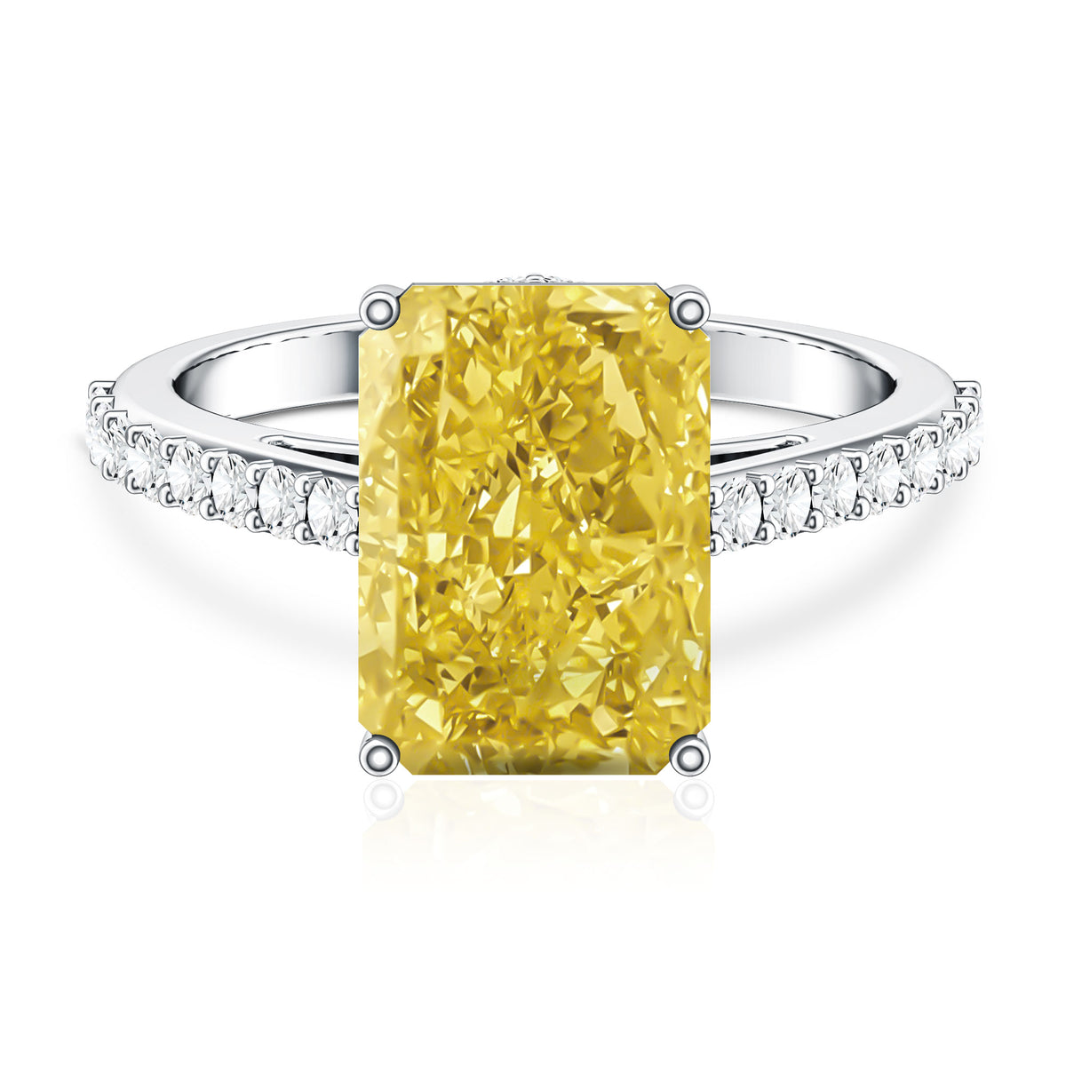 Rosec Jewels-IGI Certified 5 Carat Lab Yellow Diamond Radiant Cut Engagement Ring with Hidden Halo