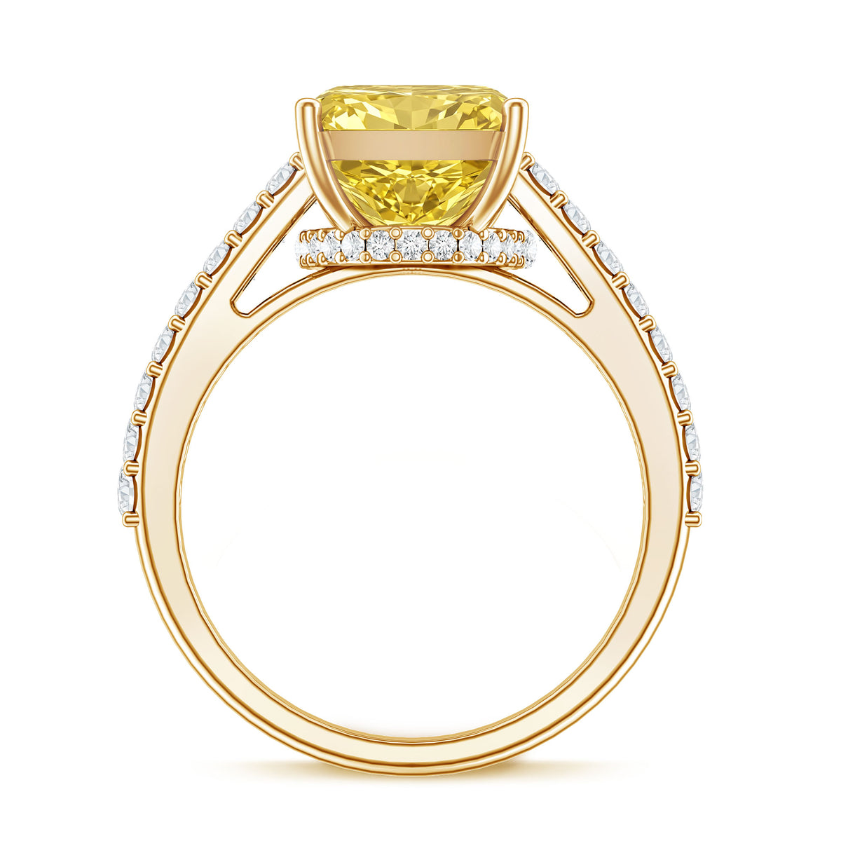 Rosec Jewels-IGI Certified 5 Carat Lab Yellow Diamond Radiant Cut Engagement Ring with Hidden Halo