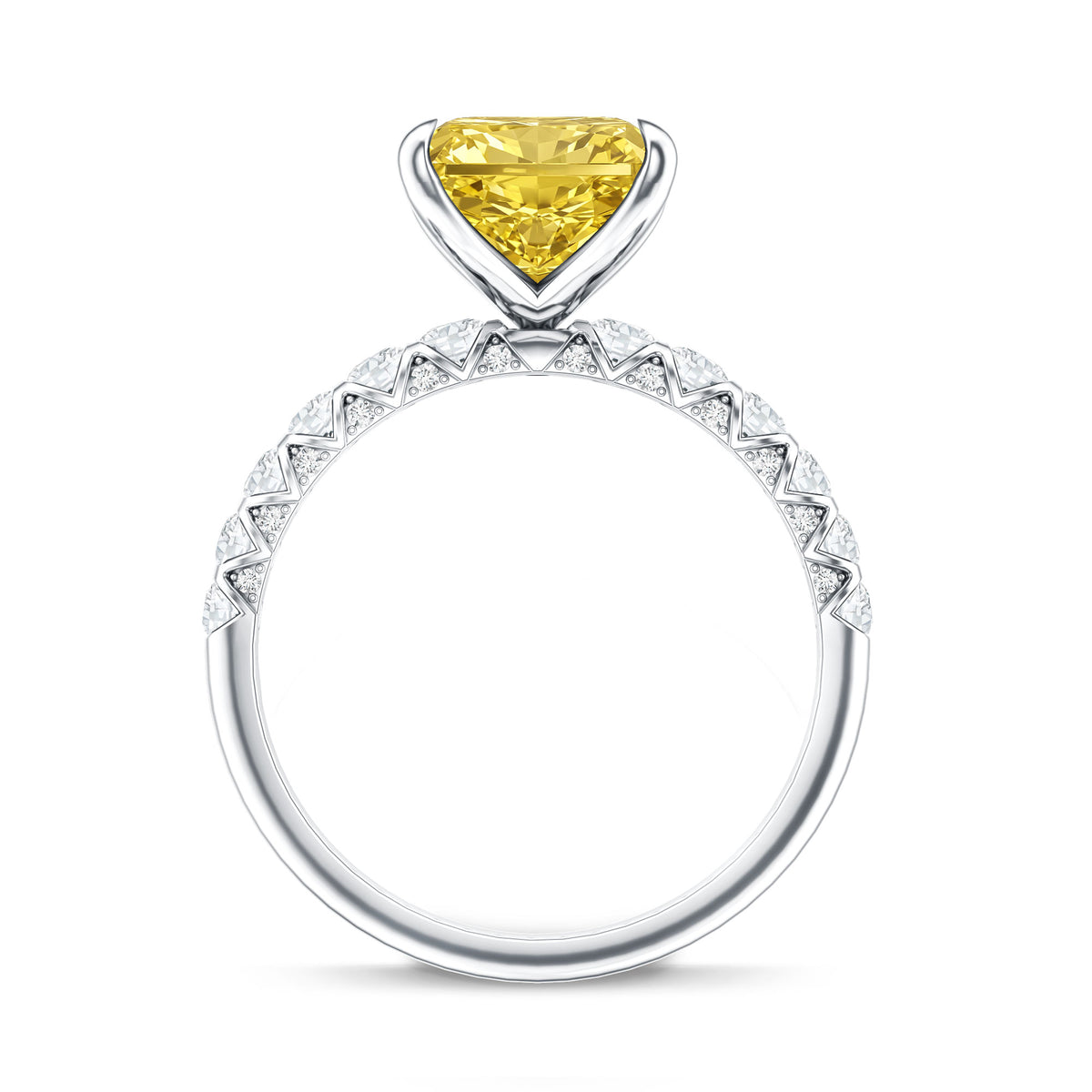 Rosec Jewels-4 Carat Radiant Cut Lab Grown Yellow Diamond Engagement Ring IGI Certified