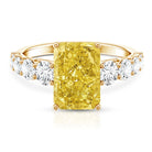 Rosec Jewels-Radiant Cut 4 Carat Lab Yellow Diamond Side Stone Engagement Ring IGI Certified