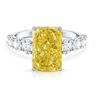 Rosec Jewels-IGI Graded Lab Grown 5 Carat Yellow Diamond Huge Engagement Ring with Side Stones