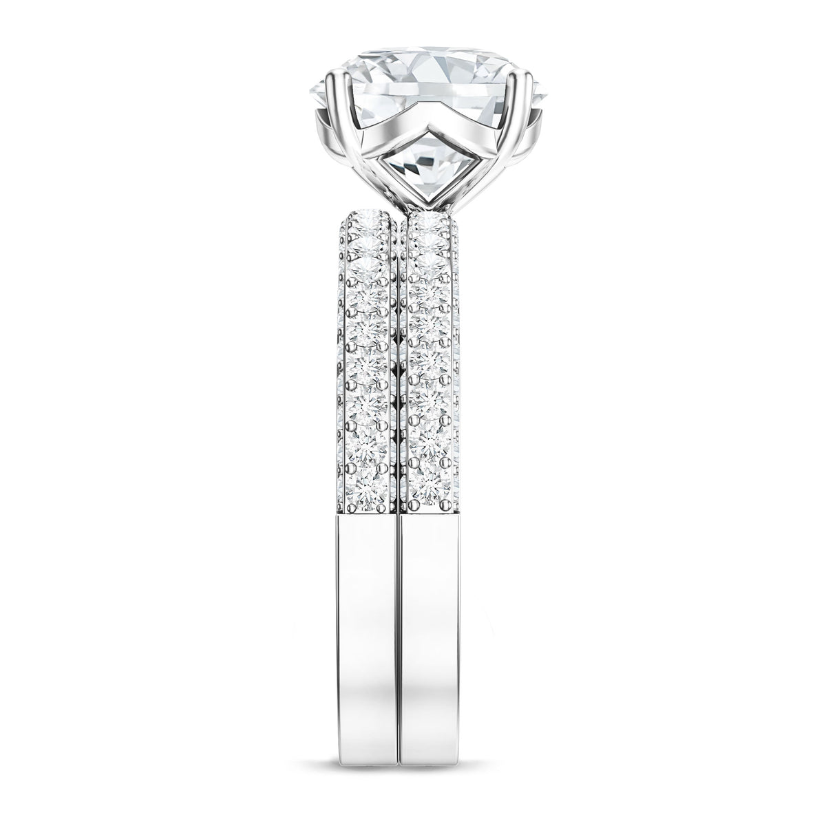 Rosec Jewels-IGI Verified Lab Grown Diamond 3 Carat Engagement Ring with Wedding Band