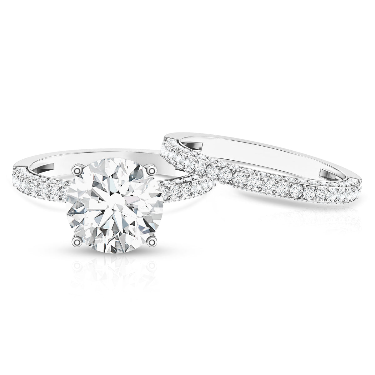 Rosec Jewels-4 Carat IGI Authenticated Lab Grown Diamond Wedding Ring Set for Women