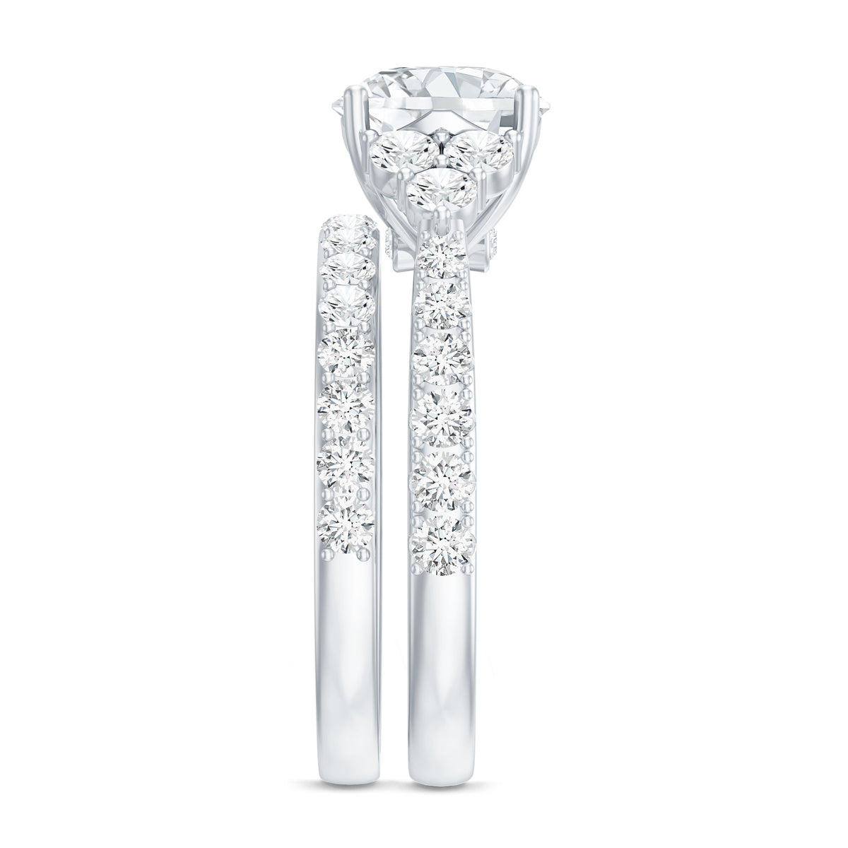 3 Carat Lab Diamond Engagement Ring Set with IGI Certificate Lab - ( E-VS1 ) - Rosec Jewels