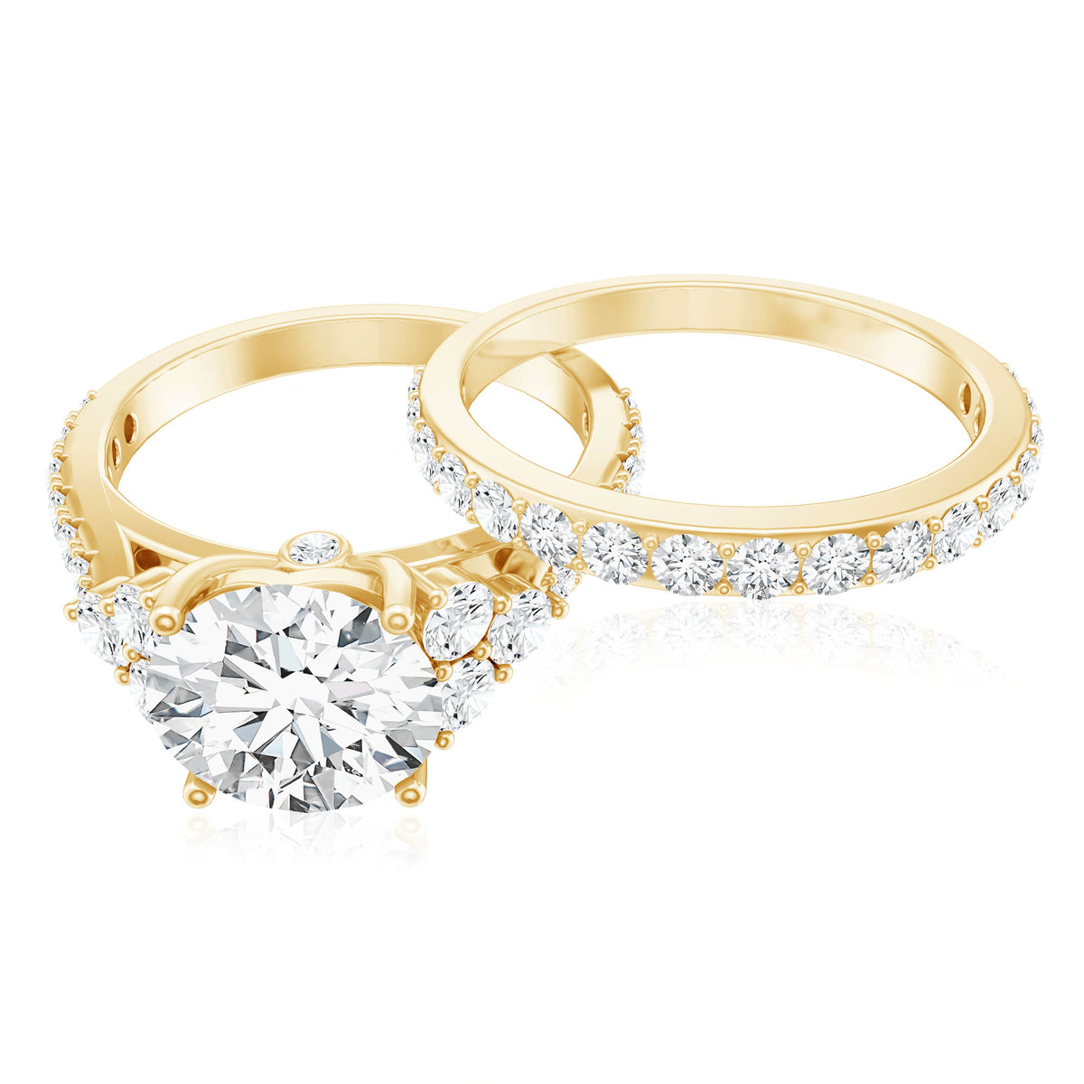 3 Carat Lab Diamond Engagement Ring Set with IGI Certificate Lab - ( E-VS1 ) - Rosec Jewels
