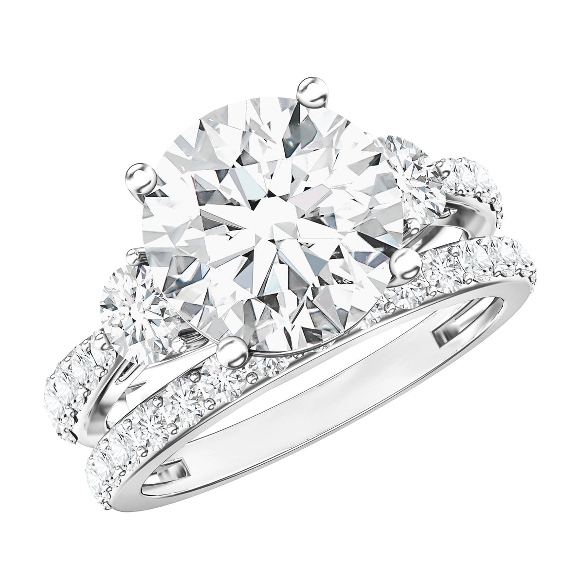 Rosec Jewels-IGI Certified Lab Grown Diamond 4 Carat Engagement Ring with Ring Guard