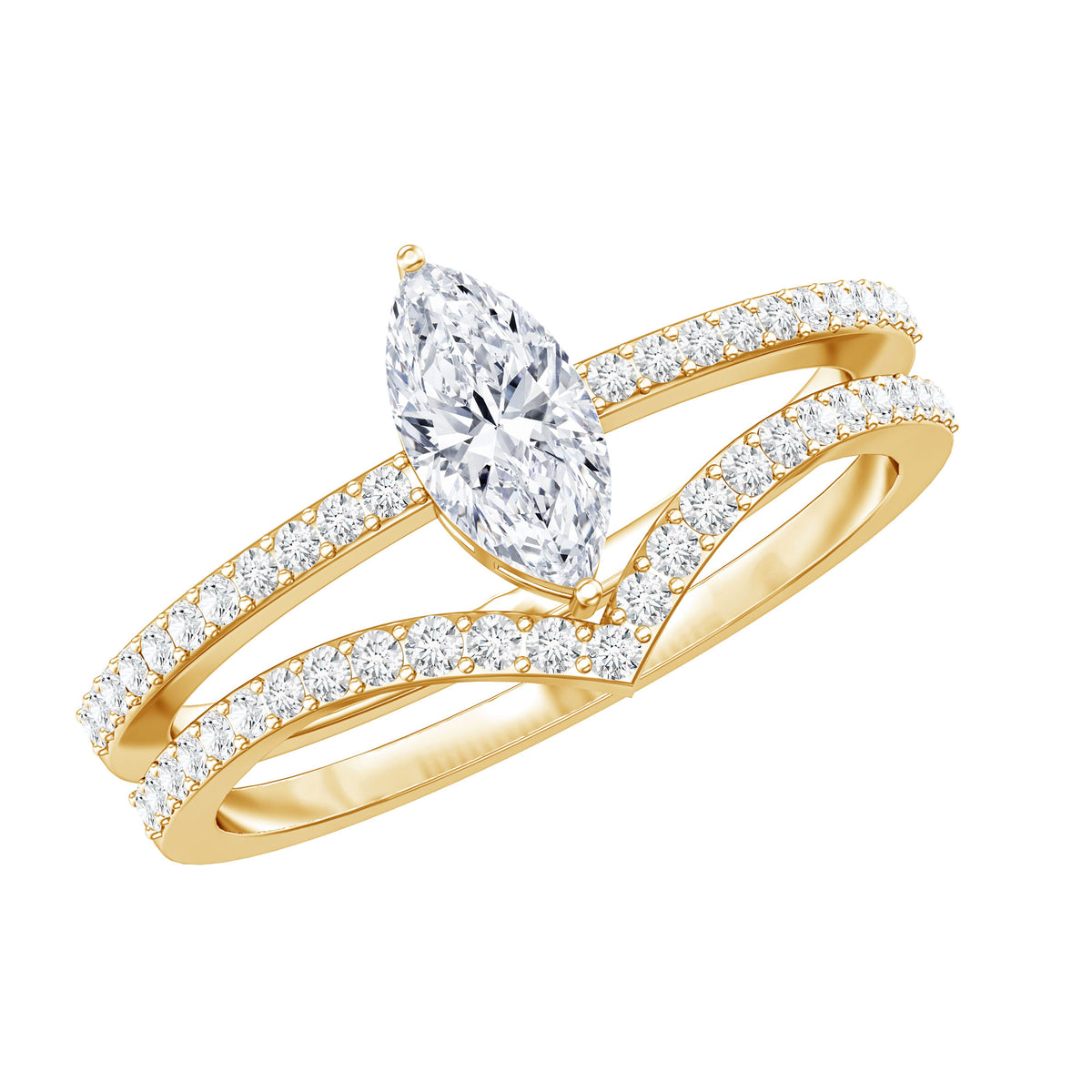 Marquise Cut Lab Grown Diamond Bridal Ring Set for Her Lab - ( EF-VS ) - Rosec Jewels