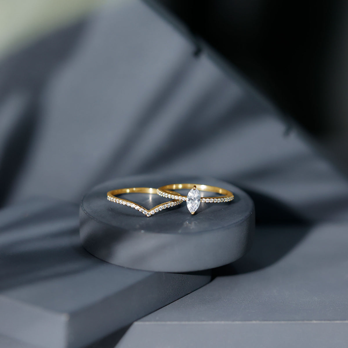 Marquise Cut Lab Grown Diamond Bridal Ring Set for Her Lab - ( EF-VS ) - Rosec Jewels